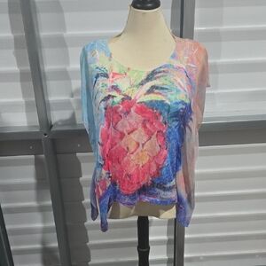 Leoma Lovegrove Colorful Abstract Women's‎ Blouse Size Small